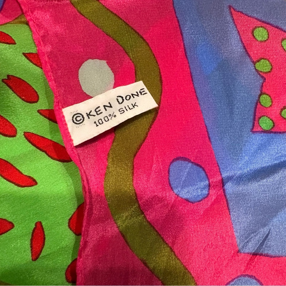 Ken Done Silk Scarf with Tropical Design - Picture 16 of 16